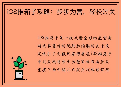 iOS推箱子攻略：步步为营，轻松过关